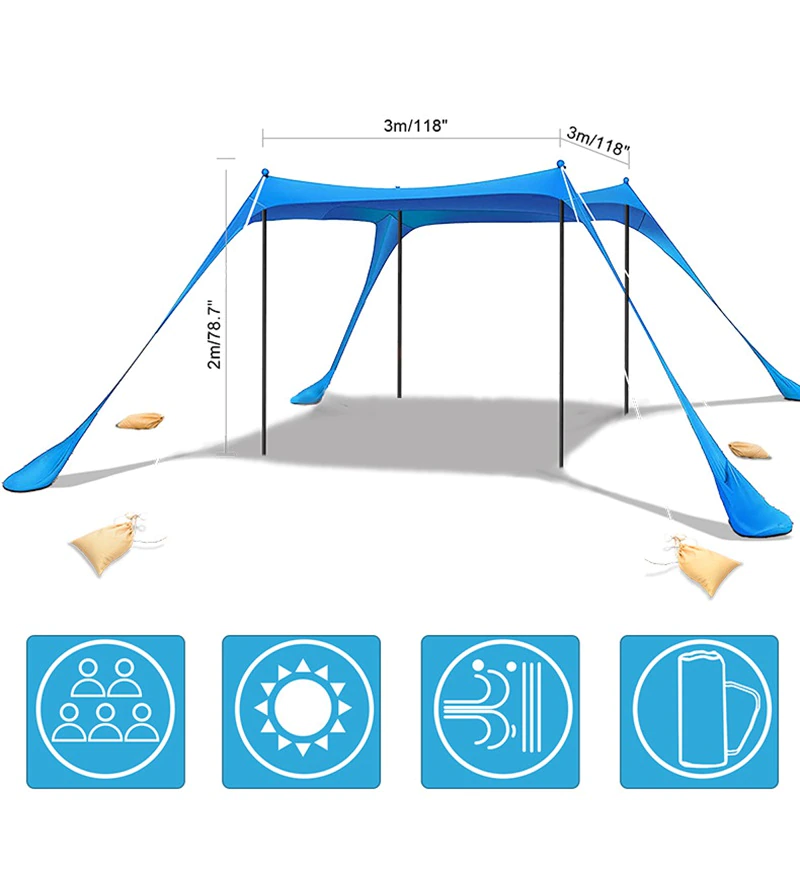 Cheap Goat Tents Family Beach Tent Sunshade Outdoor Windproof UV Protection Sun Shelter Camping Hiking Fishing Picnic Tent Sun proof Lycra Fabric   